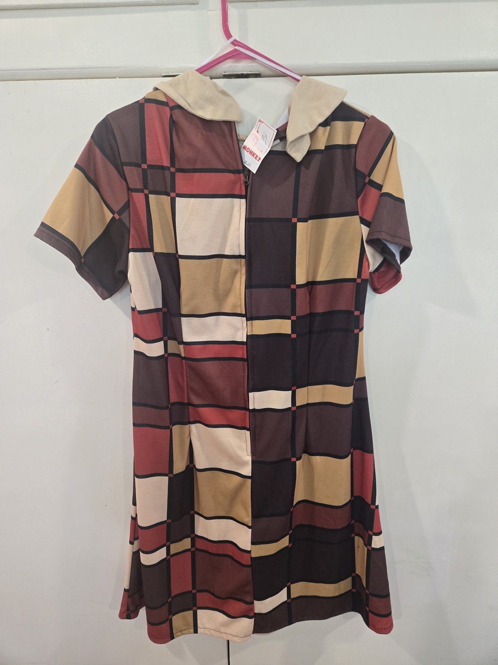 Brand NEW Costume - Geo-Block Mini Dress in Red, Brown & Mustard - Picture 7 of 7